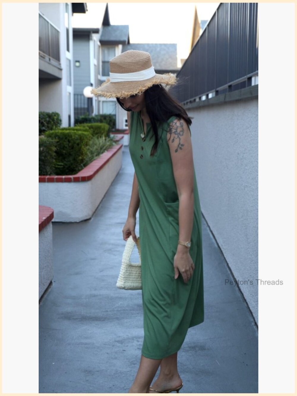 Casual Midi Dress V Neck Sleeveless Summer Beach Button Down with Pockets - Picture 7 of 7
